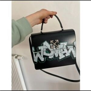 Off-White Black and White Crossbody Bag with Artistic Design